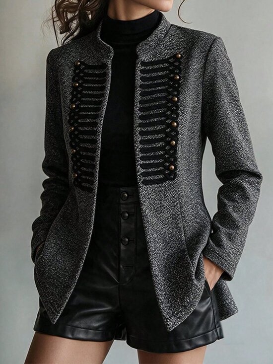 Jackets & Blazers - Black Elegant Women's Tweed Blazer